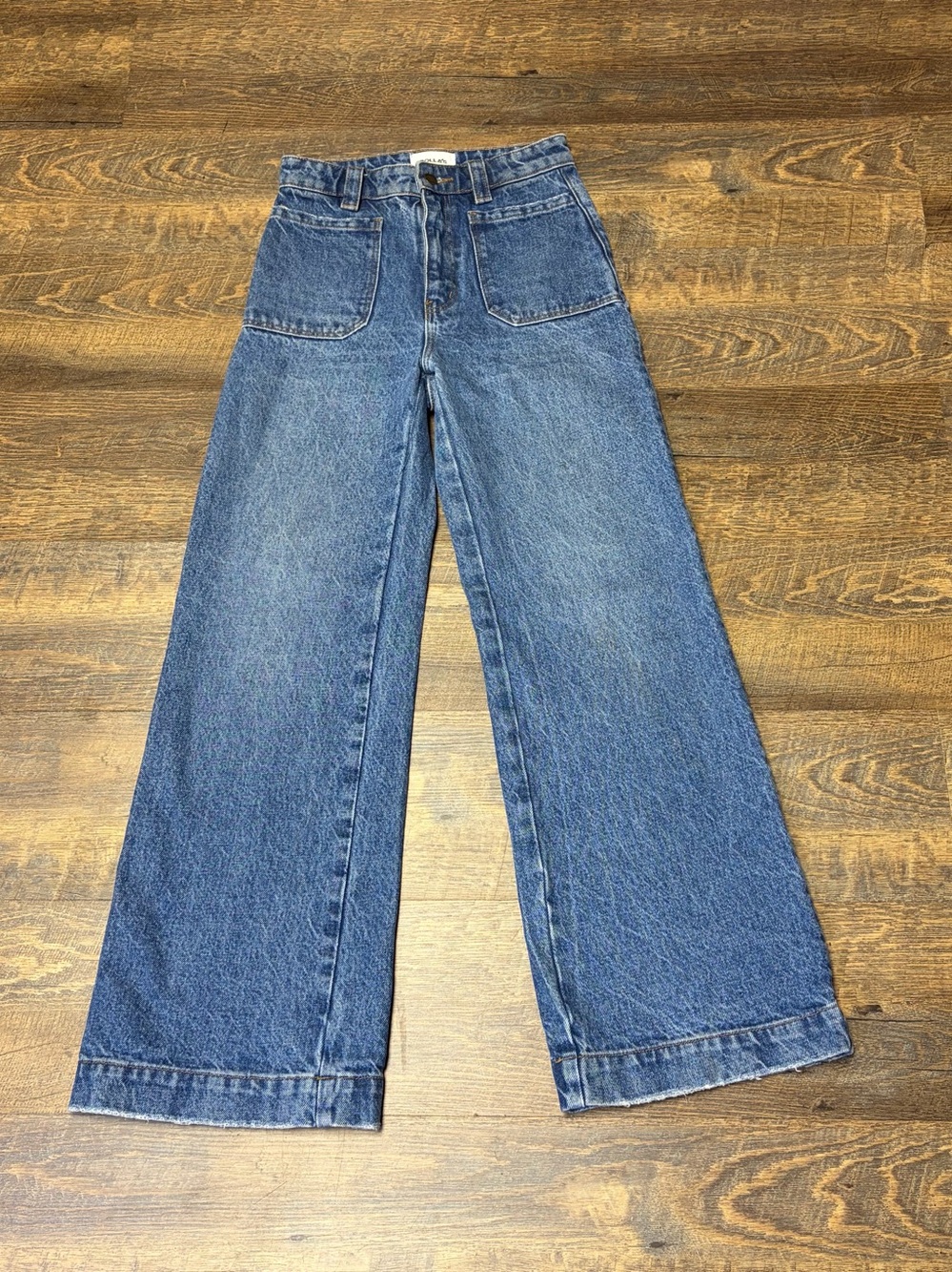 Rollas High Rise Wide Leg Sailor Jeans Womens 24; Aussie 6 Blue Denim